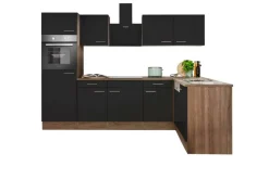 Respekta Winkelküche KBL280EYSS schwarz B/H/T: ca. 280x205x172 cm