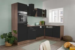 Respekta Winkelküche KBL280EYSS schwarz B/H/T: ca. 280x205x172 cm
