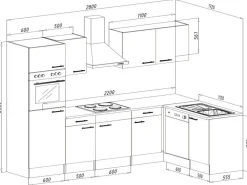 Respekta Winkelküche KBL280EYSS schwarz B/H/T: ca. 280x205x172 cm
