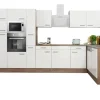 Respekta Winkelküche KBL370EYWMISGKE weiß B/H/T: ca. 370x205x172 cm