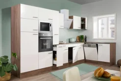 Respekta Winkelküche KBL370EYWMISGKE weiß B/H/T: ca. 370x205x172 cm