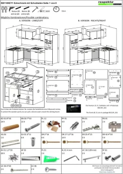 Respekta Winkelküche KBL280EYWS weiß B/H/T: ca. 280x205x172 cm