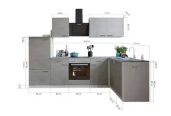 Respekta Winkelküche Malia Beton Optik B/H/T: ca. 280x200x172 cm