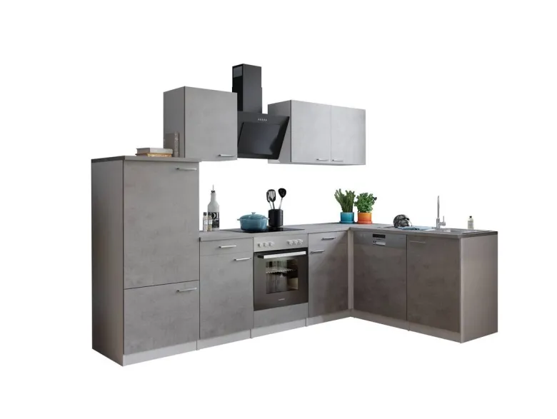 Respekta Winkelküche Malia Beton Optik B/H/T: ca. 280x200x172 cm