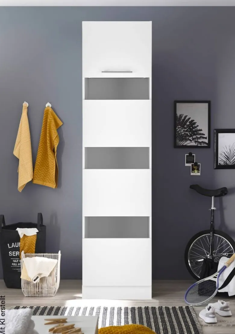Respekta Wäscheschrank Clara weiß matt B/H/T: ca. 50x200x67,6 cm