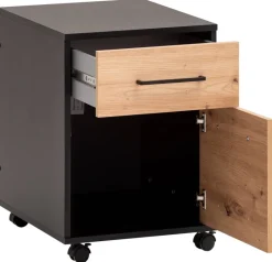 Rollcontainer Aino Eiche Artisan Nachbildung schwarz B/H/T: ca. 40x57x50 cm