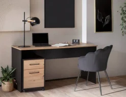 Rollcontainer Aino Eiche Artisan Nachbildung schwarz B/H/T: ca. 40x57x50 cm