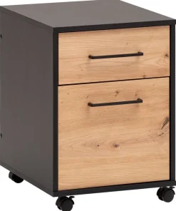 Rollcontainer Aino Eiche Artisan Nachbildung schwarz B/H/T: ca. 40x57x50 cm