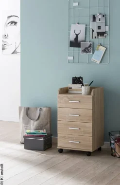 Rollcontainer braun Spanplatte B/H/T: ca. 40x70,5x33 cm