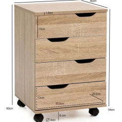 Rollcontainer braun Spanplatte B/H/T: ca. 40x60x40 cm