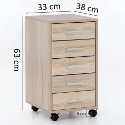 Rollcontainer braun Spanplatte B/H/T: ca. 33x63x63 cm