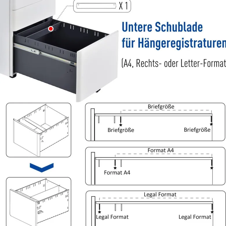 Rollcontainer 924-006WT weiß B/H/T: ca. 39x59x48 cm