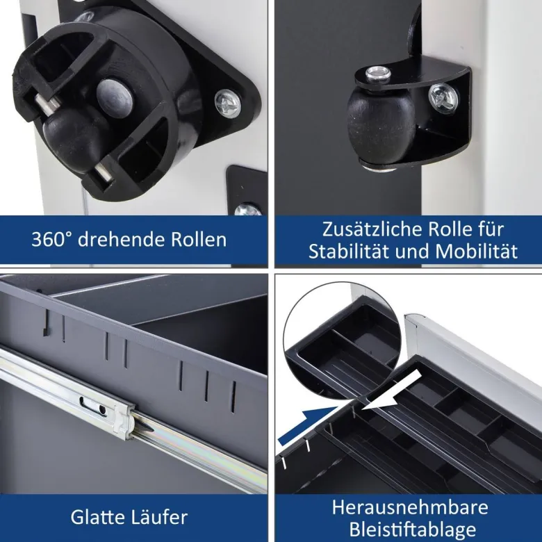 Rollcontainer 924-006WT weiß B/H/T: ca. 39x59x48 cm