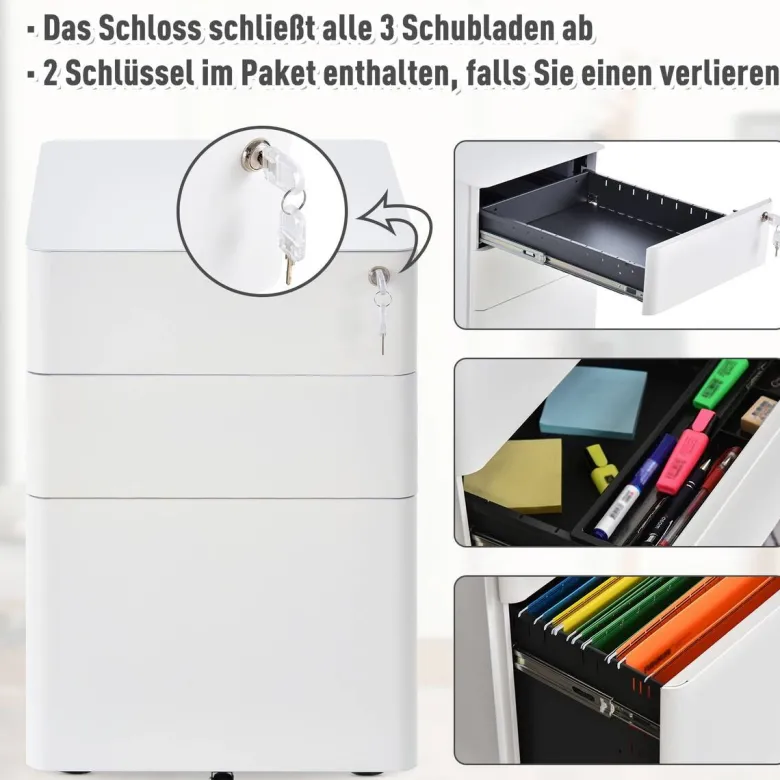Rollcontainer 924-006WT weiß B/H/T: ca. 39x59x48 cm