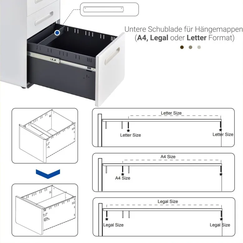 Rollcontainer 924-007WT weiß B/H/T: ca. 39x59x48 cm