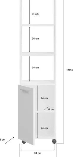 Rollregal Air weiß B/H/T: ca. 35x140x33 cm