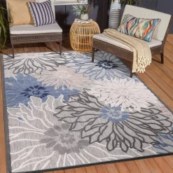 Sanat Outdoorteppich FLORAL grau B/L: ca. 80x200 cm