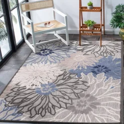 Sanat Outdoorteppich FLORAL grau B/L: ca. 120x170 cm