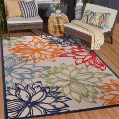 Sanat Outdoorteppich FLORAL bunt B/L: ca. 120x170 cm