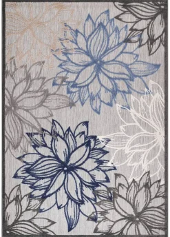 Sanat Outdoorteppich FLORAL grau B/L: ca. 80x200 cm