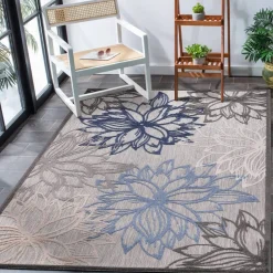 Sanat Outdoorteppich FLORAL grau B/L: ca. 80x200 cm
