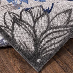 Sanat Outdoorteppich FLORAL grau B/L: ca. 80x200 cm
