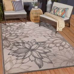 Sanat Outdoorteppich FLORAL creme B/L: ca. 200x290 cm