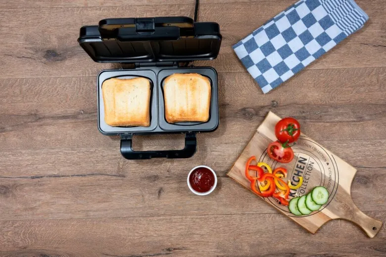 Sandwichtoaster silber schwarz B/H/L: ca. 12x26,5x31,5 cm