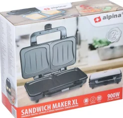 Sandwichtoaster silber schwarz B/H/L: ca. 12x26,5x31,5 cm