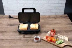 Sandwichtoaster silber schwarz B/H/L: ca. 12x26,5x31,5 cm
