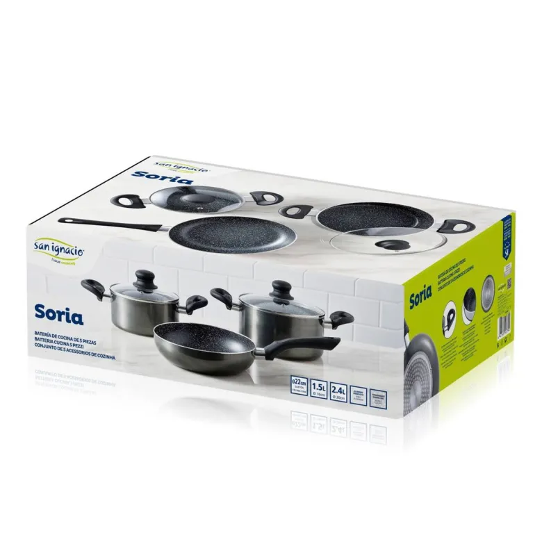 SAN IGNACIO Kochgeschirrset Soria schwarz Aluminium 4 tlg.