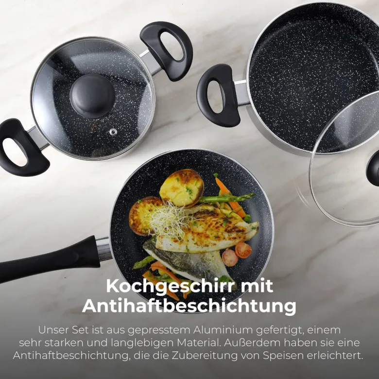SAN IGNACIO Kochgeschirrset Soria schwarz Aluminium 4 tlg.