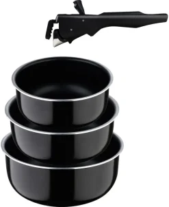 SAN IGNACIO Pfannenset Click & cook schwarz Aluminium 3 tlg.