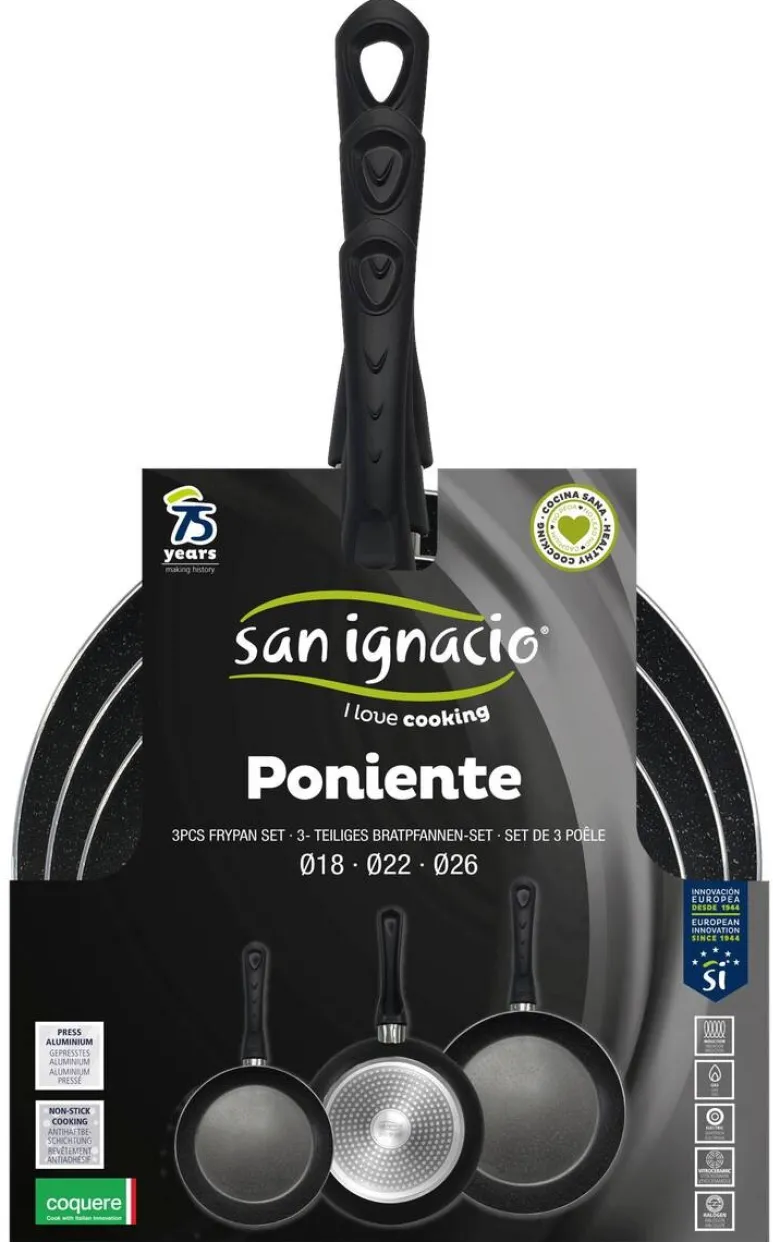 SAN IGNACIO Pfannenset Land poniente schwarz Aluminium 3 tlg.