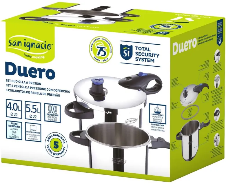 SAN IGNACIO Schnellkochtopfset Duero silber Edelstahl 2 tlg.