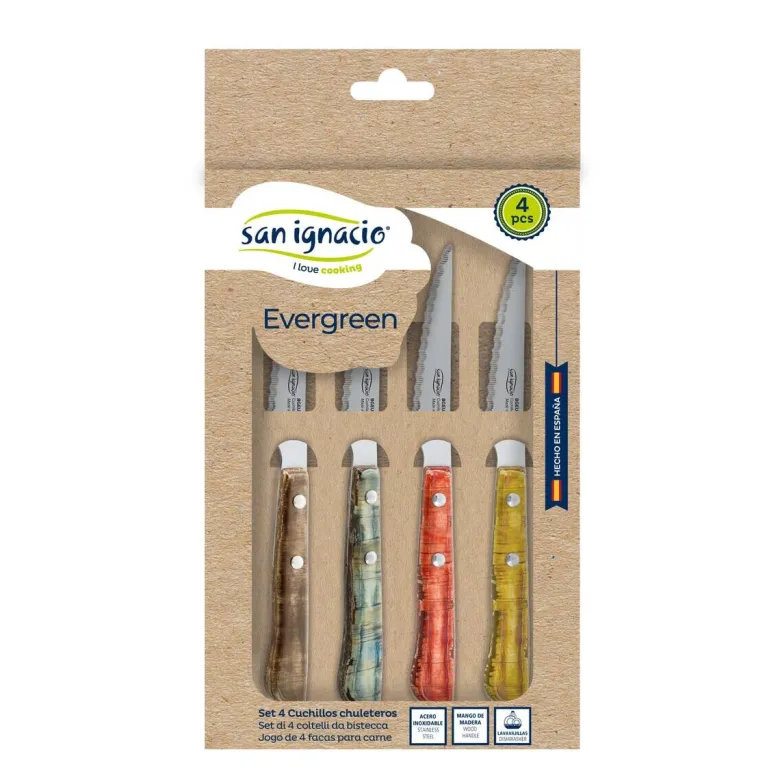 SAN IGNACIO Steakmesser-Set EVERGREEN bunt Edelstahl 4 tlg.