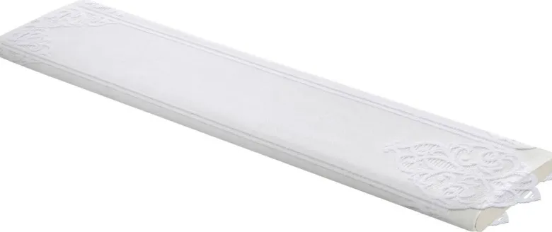 Scheibengardinen-Meterware Broché Ornament weiß H: ca. 90 cm