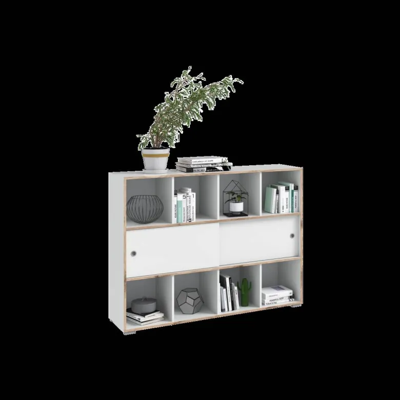 Schiebetürenschrank Jesper weiß Eiche Nachbildung B/H/T: ca. 141x109x40 cm