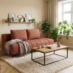 Schlafsofa Alicante terracotta Webstoff B/H/T: ca. 195x88x95 cm