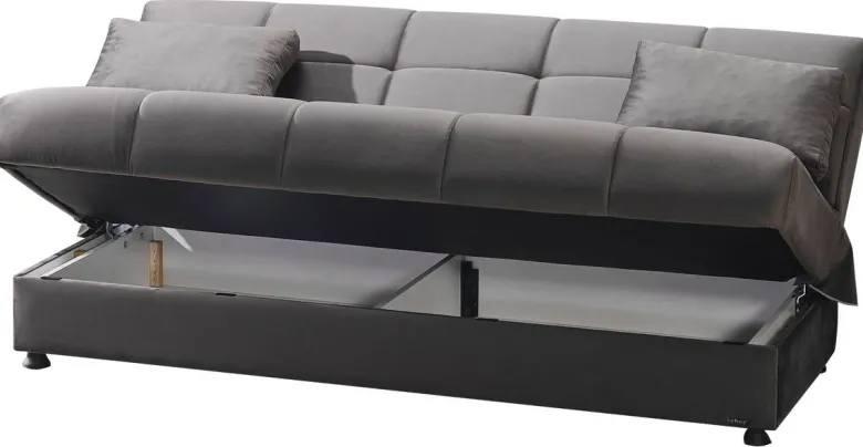 Schlafsofa Alonso grau Microfaser B/H/T: ca. 196x89x83 cm