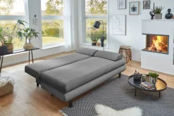 Schlafsofa Bern grau Microfaser B/H/T: ca. 190x93x92 cm