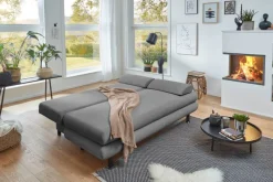 Schlafsofa Bern grau Microfaser B/H/T: ca. 190x93x92 cm