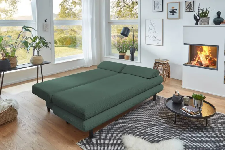 Schlafsofa Bern grün Microfaser B/H/T: ca. 190x93x92 cm