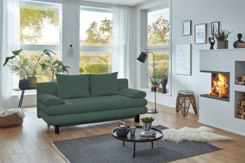 Schlafsofa Bern grün Microfaser B/H/T: ca. 190x93x92 cm