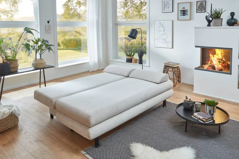 Schlafsofa Bern natur Microfaser B/H/T: ca. 190x93x92 cm