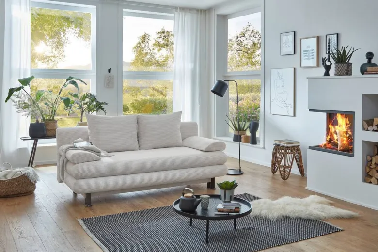 Schlafsofa Bern natur Microfaser B/H/T: ca. 190x93x92 cm