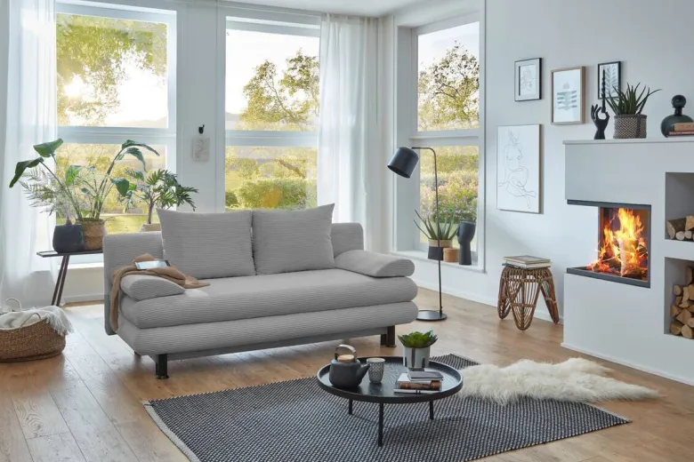 Schlafsofa Bern silber Microfaser B/H/T: ca. 190x93x92 cm