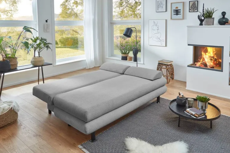 Schlafsofa Bern silber Microfaser B/H/T: ca. 190x93x92 cm