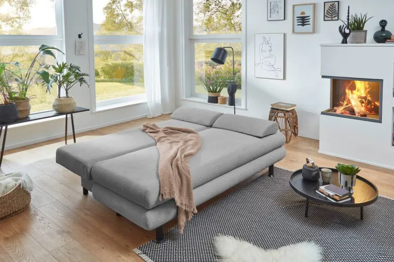 Schlafsofa Bern silber Microfaser B/H/T: ca. 190x93x92 cm