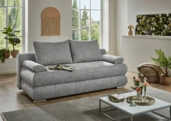 Schlafsofa Biel silber Microfaser B/H/T: ca. 199x97x95 cm